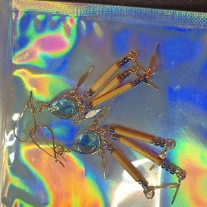 Earrings with blue glass homemade